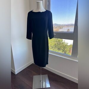 White House Black Market Bateau Neck Black 3/4 Sleeve Dress size 14